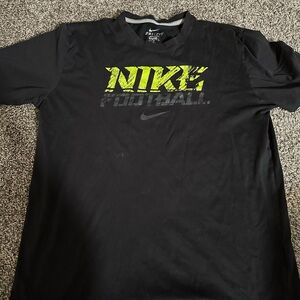 Nike Men’s Black Short Sleeve Dri-Fit Tee with Neon Yellow Graphic